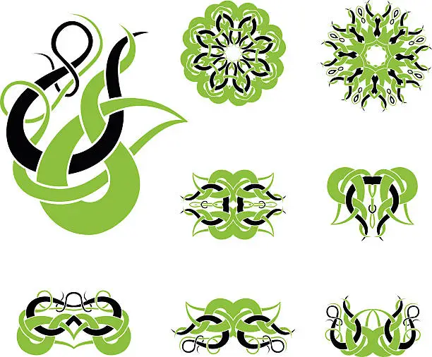 Vector illustration of Celtic tribal knotworks set