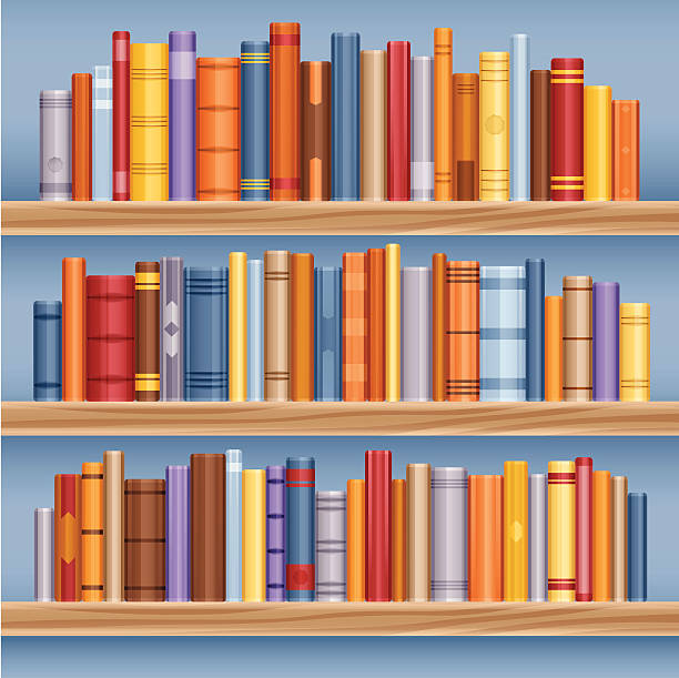 Bookshelf full of books Bookshelf full of very detailed books. handbook book hardcover book red stock illustrations