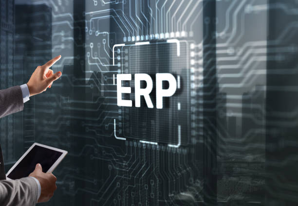 istock Tapping on the inscription Enterprise Resource Planning ERP Corporate concept. Abstract background on server room background 1657523030