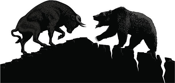 bull vs 베어 - bull bull market bear stock exchange stock illustrations