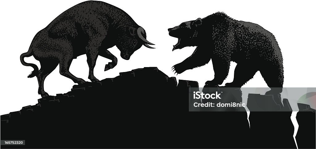 Bull vs Bear - Royalty-free Urso arte vetorial