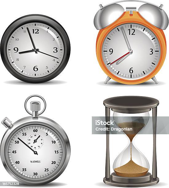 Ilustración de Relojes Cronómetro Y La Arena Vidrio y más Vectores Libres de Derechos de Arena - Arena, Color plateado, Reloj de arena