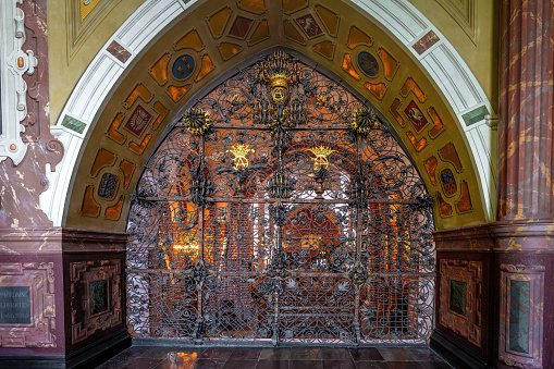 Roskilde, Denmark - Jun 25, 2019: Caspar Fincke Gratings - Christian IV Chapel at Roskilde Cathedral - Roskilde, Denmark