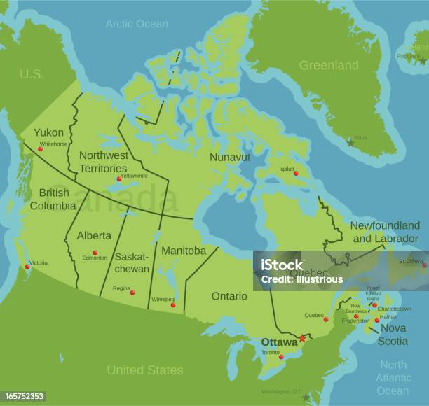 Canada Carte Montrant Les Provinces Et Territoires Vecteurs libres de droits et plus d'images vectorielles de Carte - Carte, Canada, Vectoriel