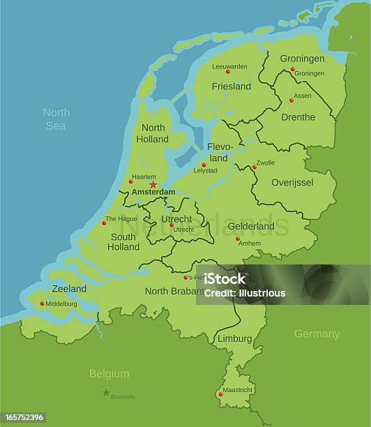 Paesi Bassi Mappa Che Mostra Le Province - Immagini vettoriali stock e altre immagini di Carta geografica - Carta geografica, Paesi Bassi, Amsterdam