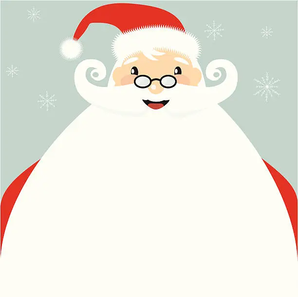 Vector illustration of Jolly Santa clause cartoon with giant beard