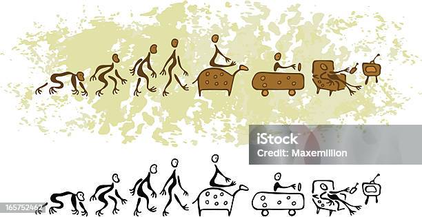 Prehistoric Cave Painting Vision Future Evolution Of Man Stock Illustration - Download Image Now