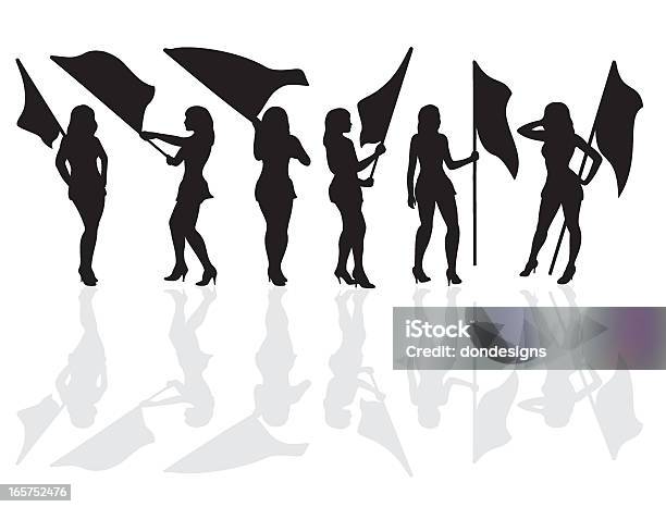 Силуэт Женщины Masquerader Флаг — стоковая векторная графика и другие изображения на тему Флаг - Флаг, Чирлидер, Side Show