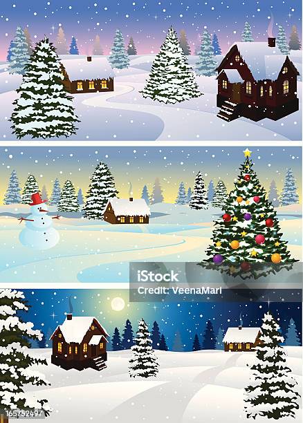Zimowy Krajobraz - Stockowe grafiki wektorowe i więcej obrazów Biały - Biały, Boże Narodzenie, Brązowy
