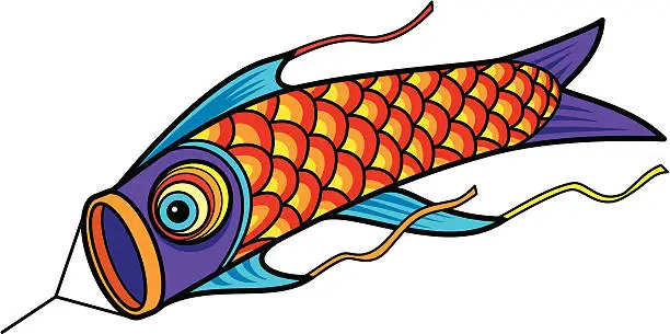 Vector illustration of Japanese Fish Kite