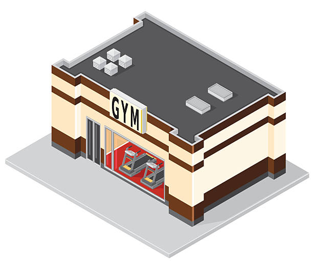 Isometric GYM Building A vector illustration of an  Isometric GYM Building. gym clipart stock illustrations