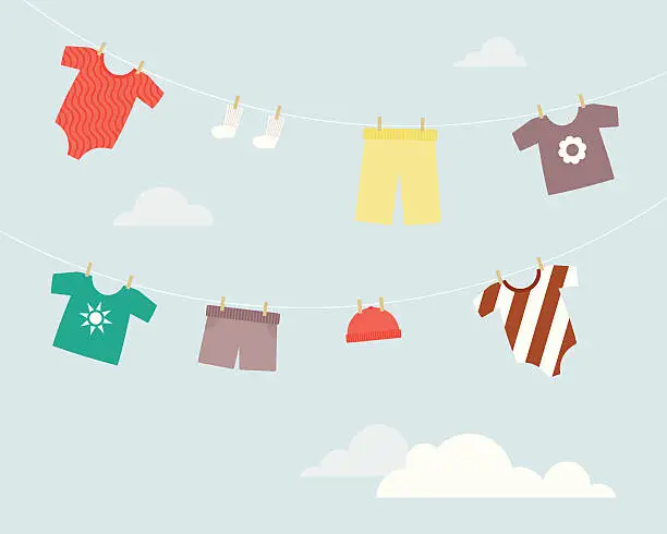 Vector illustration of Baby Girl Clothesline