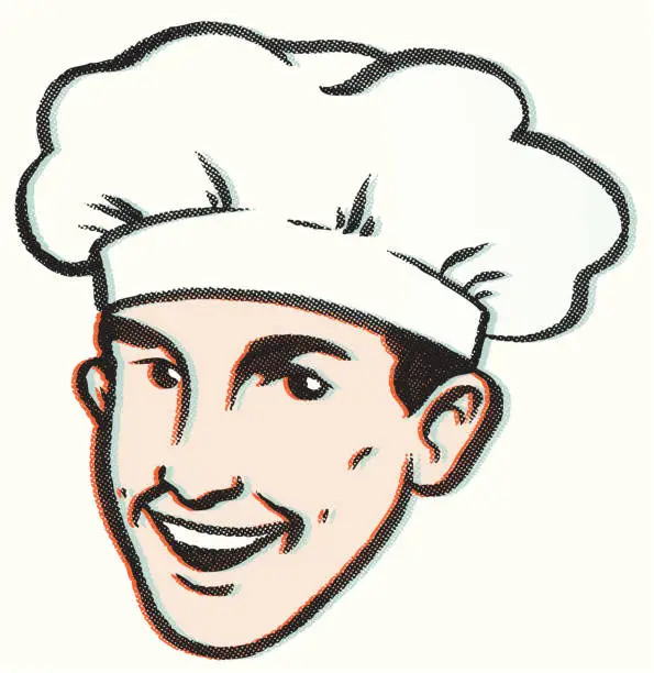 Vector illustration of Retro healthy cook