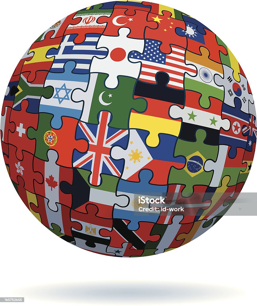 Puzzle com sinalizadores globais - Royalty-free Bandeira arte vetorial
