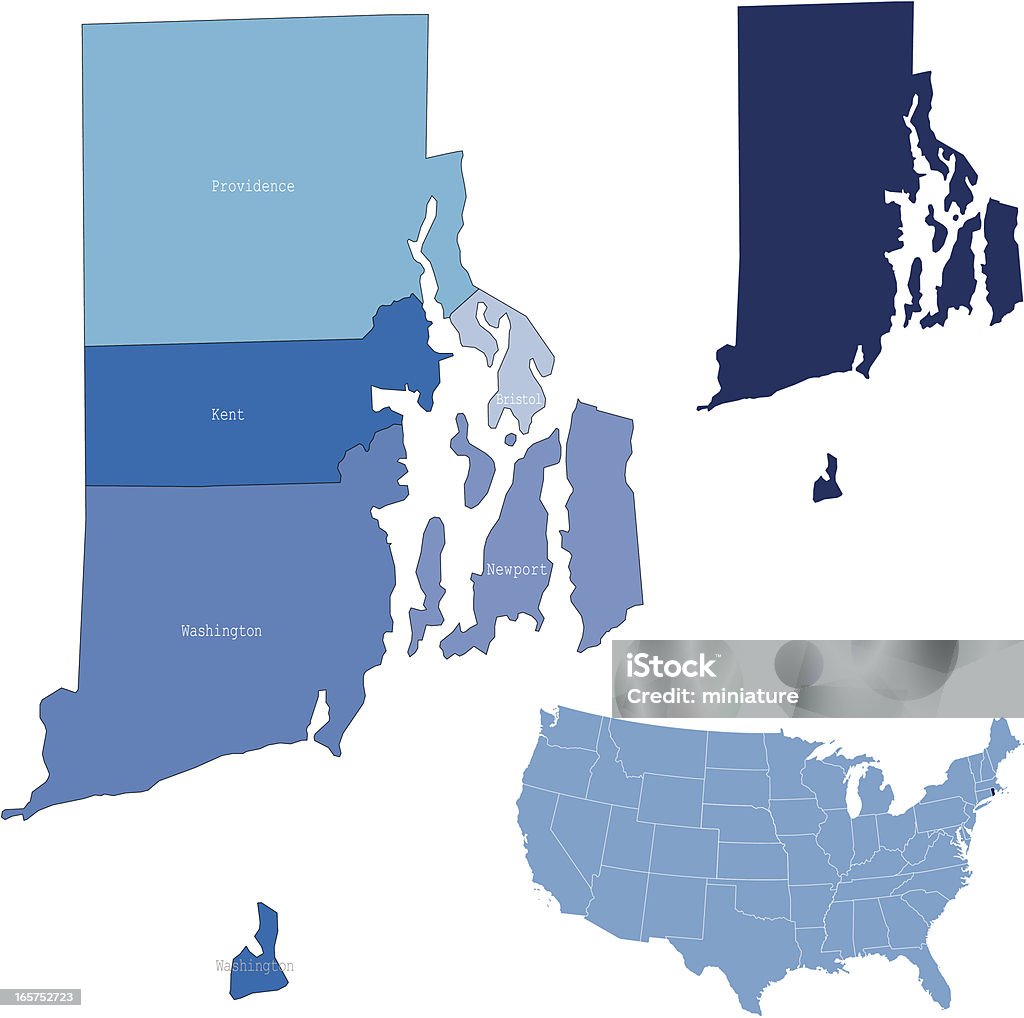 Rhode Island state & counties map highly detailed map from Rhode Island state & counties for your design and products. Clip Art stock vector