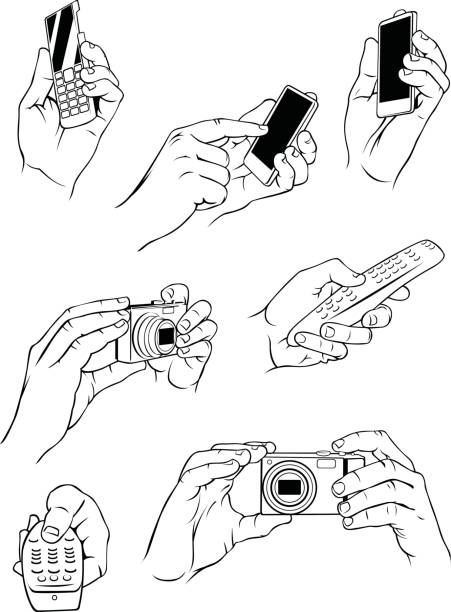 ilustrações, clipart, desenhos animados e ícones de diversas mãos segurando objetos eletrônico - human joint flash