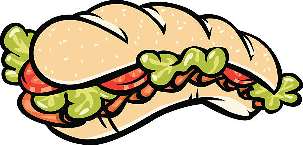 ilustraciones, imágenes clip art, dibujos animados e iconos de stock de sub-sándwich - deli sandwich