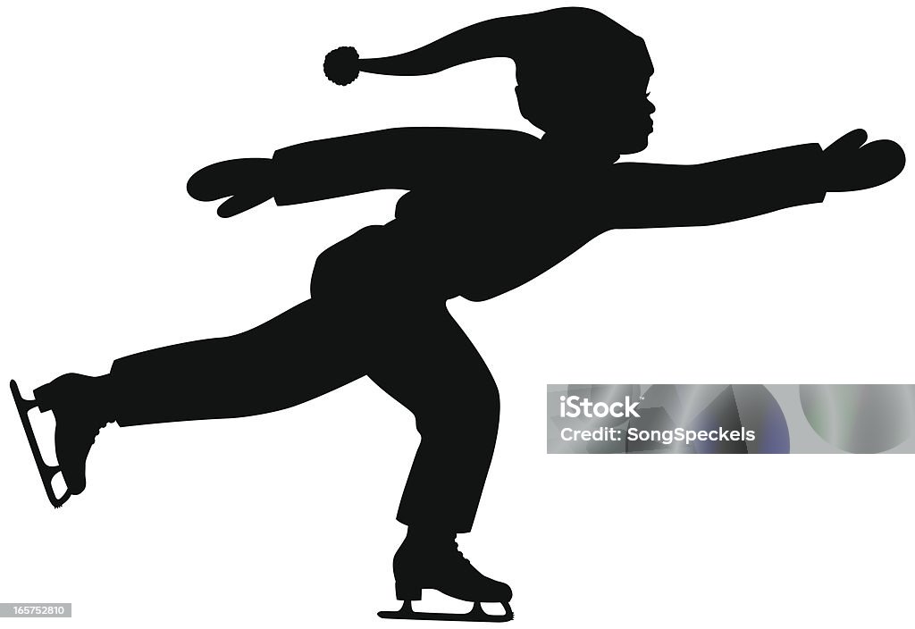 Niño de patinaje sobre hielo - arte vectorial de Color negro libre de derechos