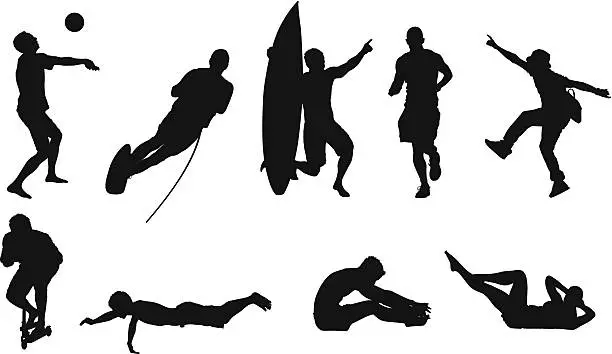 Vector illustration of Multiple sports and fitness