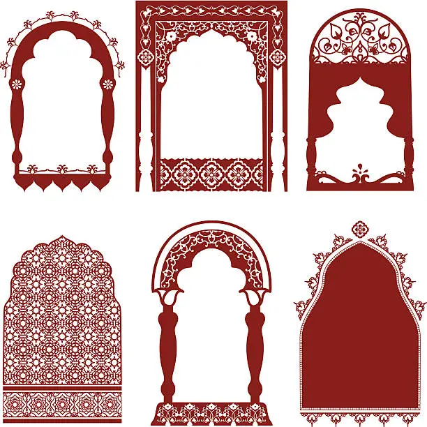 Vector illustration of Mehndi Arched Windows