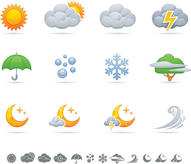 Weather Icons vector art illustration