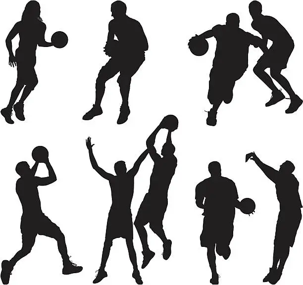Vector illustration of Men and women playing basketball