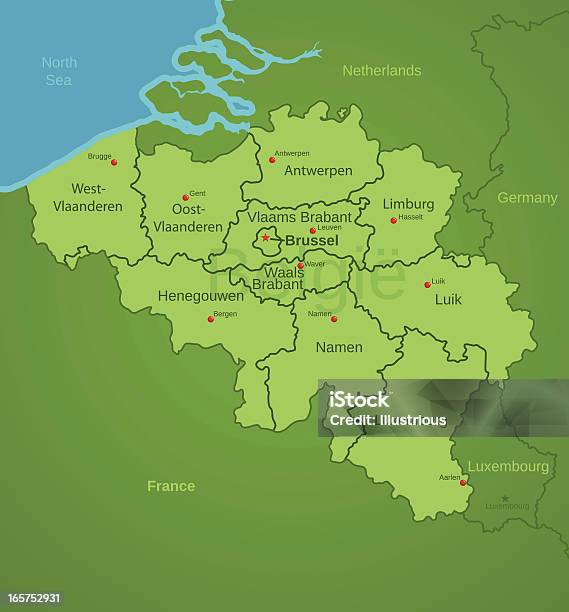 Belgien Karte Mit Provinzen Stock Vektor Art und mehr Bilder von Luxemburg - Luxemburg, Region Brüssel-Hauptstadt, Belgien