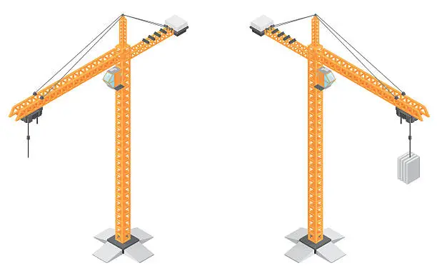 Vector illustration of Isometric Construction Crane