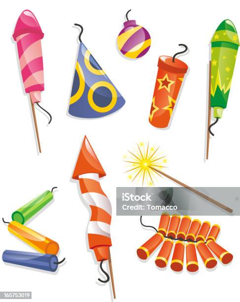 Cartoon Fireworks And Firecrackers Stock Illustration - Download Image Now - Firework - Explosive Material, Firework Display, Petard