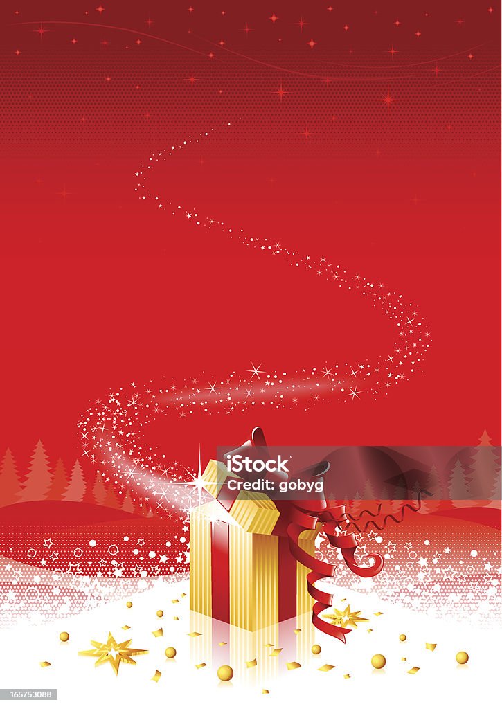 Sfondo illustrazione di Natale con scatola regalo - arte vettoriale royalty-free di Aprire
