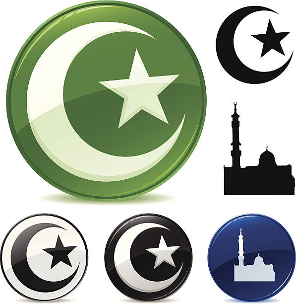 illustrazioni stock, clip art, cartoni animati e icone di tendenza di simboli di islamica - islamismo illustrazioni