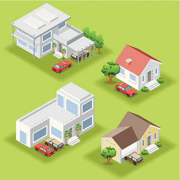 Vector illustration of Isometric houses