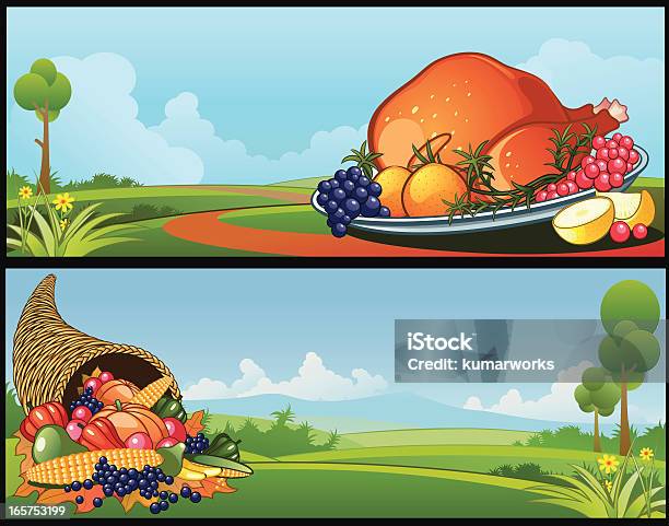 Thanksgiving Banner Stock Illustration - Download Image Now - Cornucopia, Abundance, Autumn