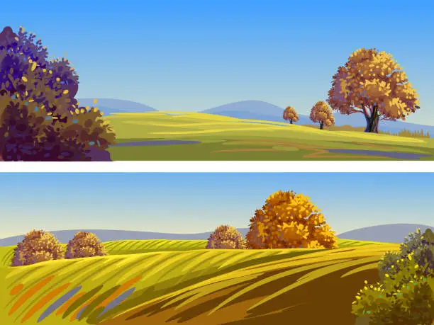 Vector illustration of Beautiful Autumn Landscapes/Banners