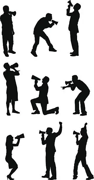 Vector illustration of People shouting with a megaphone
