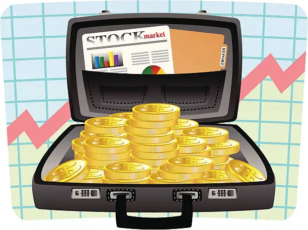 Vector illustration of Case full of coins