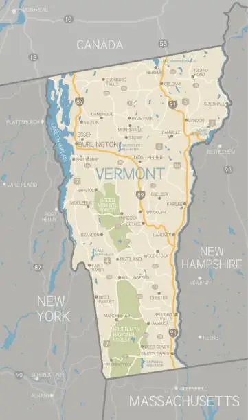 Vector illustration of Vermont State Map