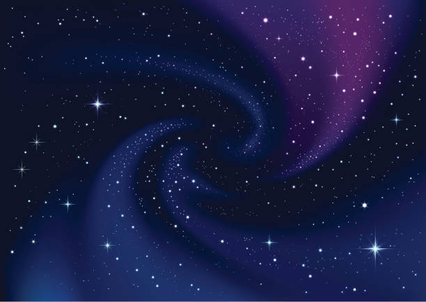 ilustrații de stoc cu galaxie învolburată și stele pe cer albastru închis - stea spațiu