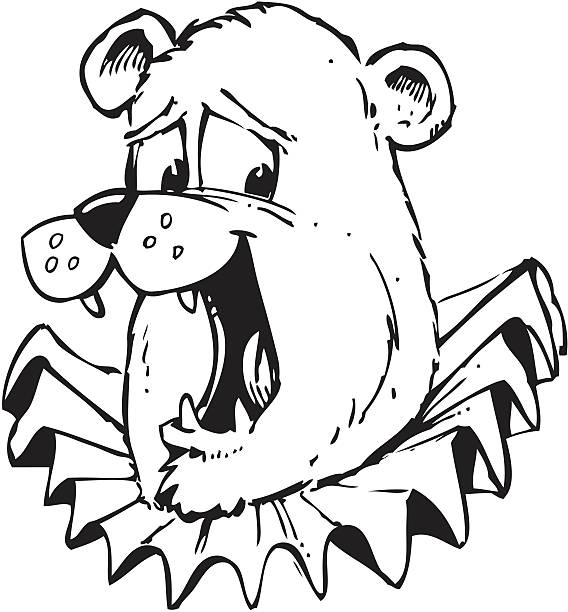 Carnival Bear Head with Ruffle Carnival bear head with ruffled collar neck ruff stock illustrations