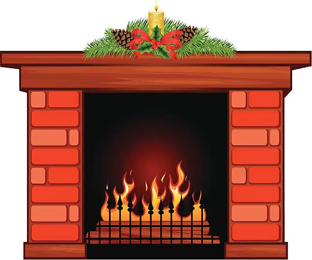 Vector illustration of Christmas Fireplace