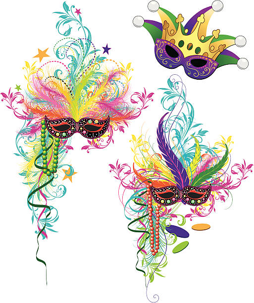 illustrations, cliparts, dessins animés et icônes de décorations de mardi gras - mardi gras backgrounds bead purple