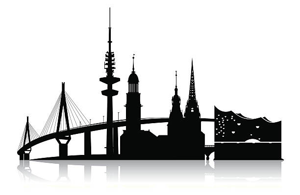 гамбург-skyline 2011 г. - hamburg stock illustrations