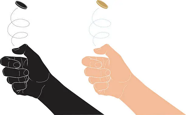 Vector illustration of Tossing a coin