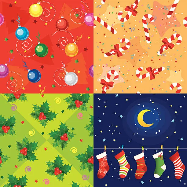Vector illustration of Christmas wrapping paper set two