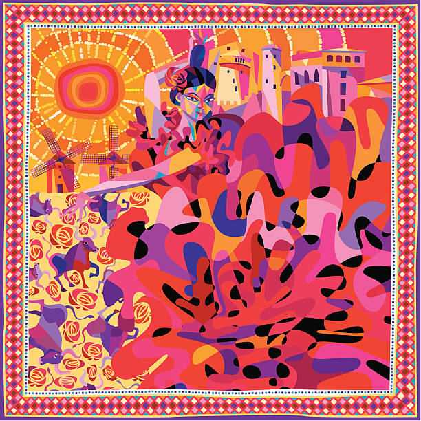 Mainly On The Plain "An abstracted, fauvist Flamenco dancer" spain illustrations stock illustrations