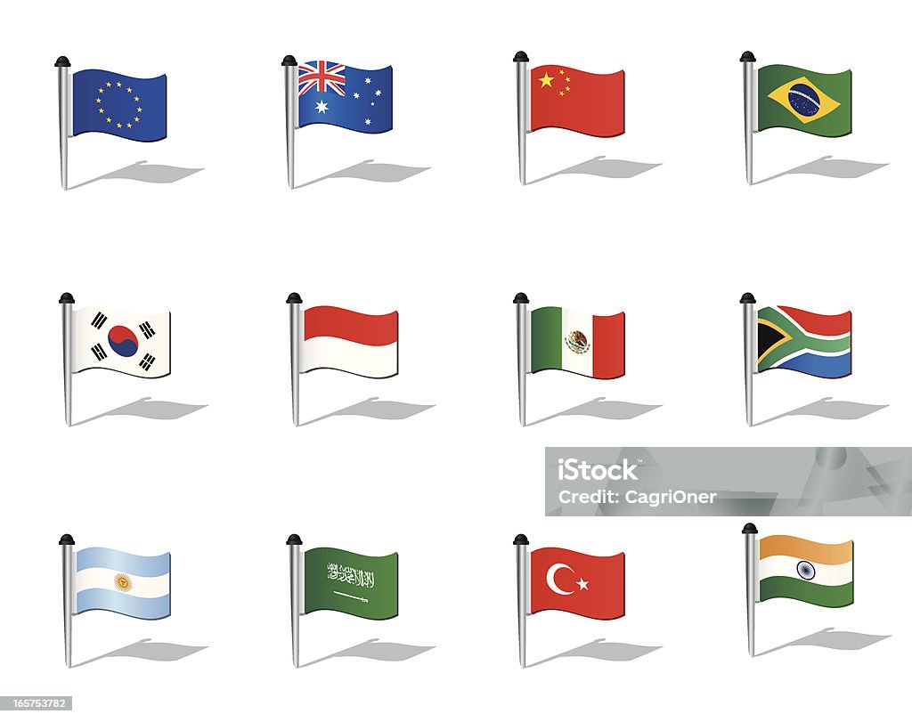 Всемирный флаги: Б20 стран (без G8 - Векторная графика Group of 20 роялти-фри
