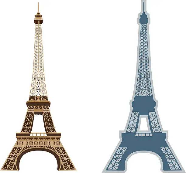 Vector illustration of Two different illustrations of Eiffel Tower in Paris