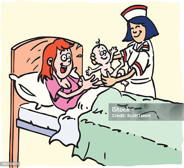 New Born Baby Stock Illustration - Download Image Now - Adult, Baby - Human Age, Bed - Furniture