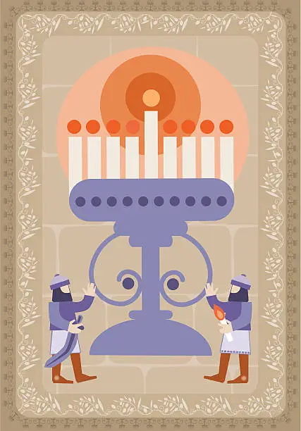 Vector illustration of Hanukkah Illustration With Candlestick And Maccabees