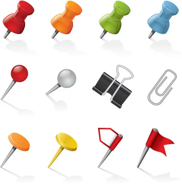 Vector illustration of Pins and Clips